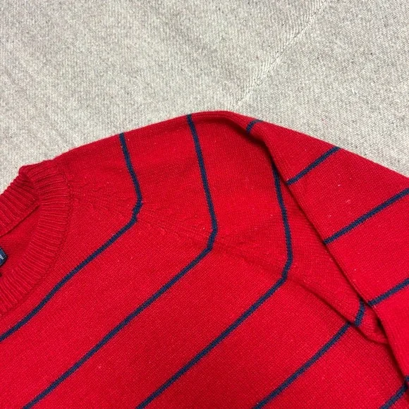 Vintage 911 Sportswear Sweater Mens Medium Red 1980s Striped Acrylic - Picture 6 of 10